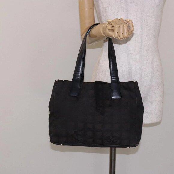 CHANEL New Travel Line Tote Bag Nylon Dark Brown Black CC Auth - Picture 1 of 16